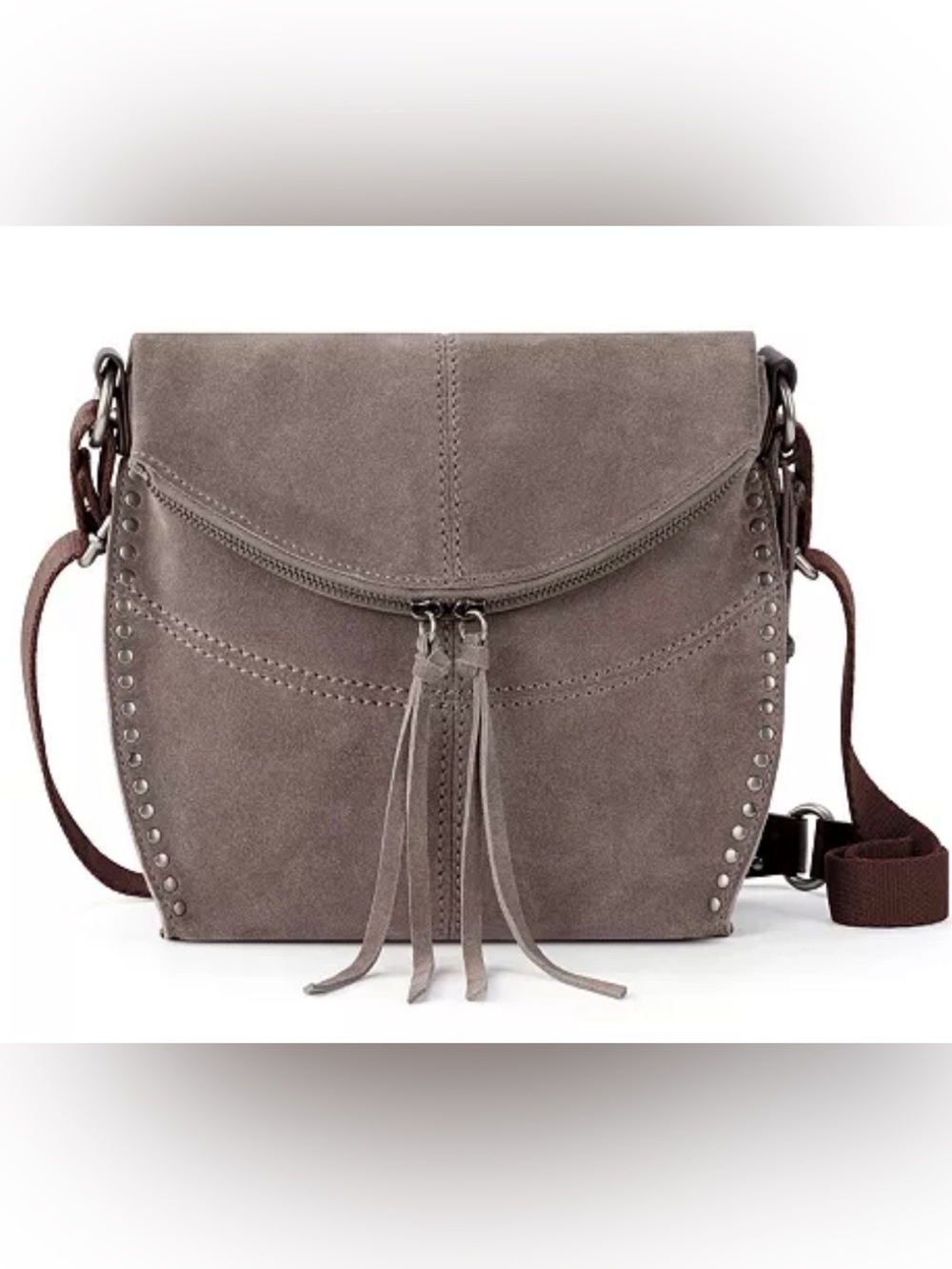 The SAK Silverlake Suede Crossbody Bag with Tassel Detail - Taupe